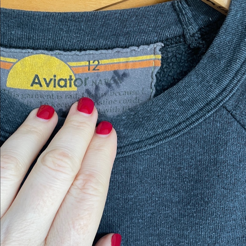 Aviator Nation Kids Sweatshirt with Teal & Blue Green Shoulder Stripes 12 - Picture 5 of 9
